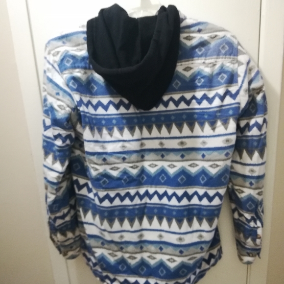 Mens flannel jacket with hood - Picture 2 of 2